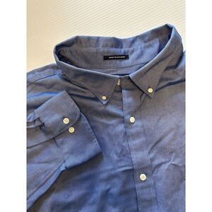 Lands End Mens Size 4XB (20 Neck) Traditional Fit Blue Long Sleeve Button‎ Down